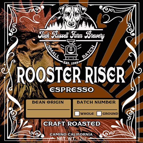 Rooster Riser Espresso label